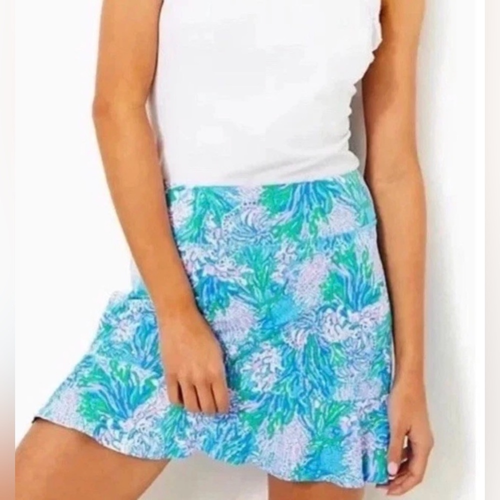 New Lilly Pulitzer Zadora High Rise Luxletic Skort UPF 50 Las Olas Aqua - Medium